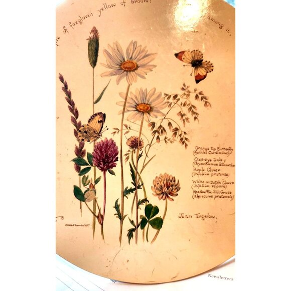 Kitchen Hot Plate Cork Back Vintage 1977 Wildflower & Butterfly Decorative Jean - Picture 7 of 8